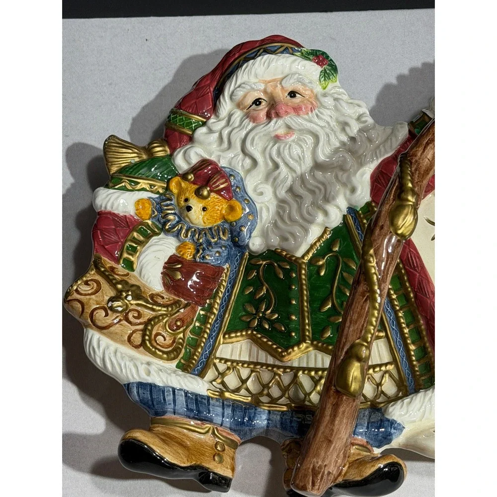 Fitz and Floyd Classics Santa Claus Ceramic Candy Dish Tray Handcrafted Holiday